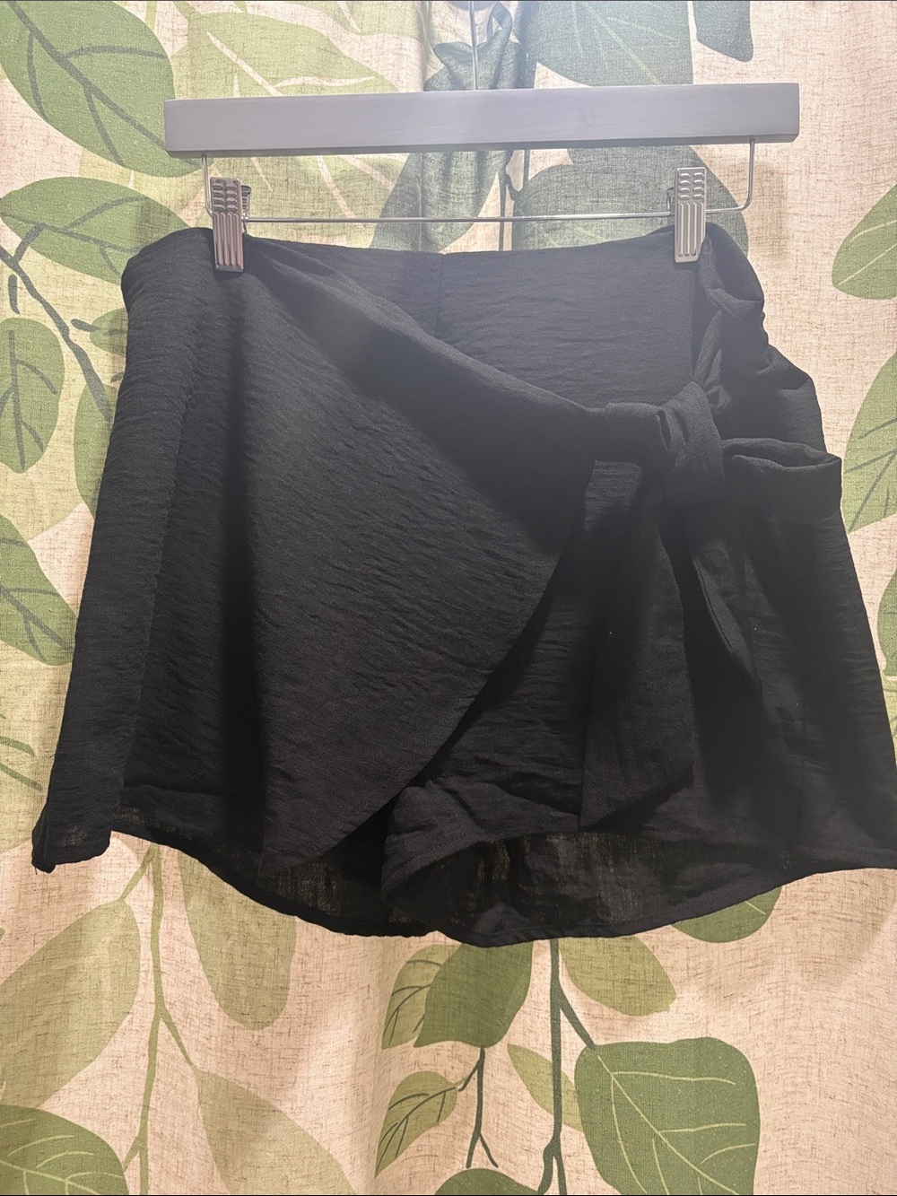 Active USA Black Tie-Waist Wrap Skort
